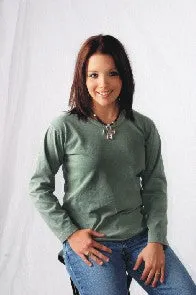 132  Ladies Long Sleeve Organic Cotton Scoop Neck (wholesale)
