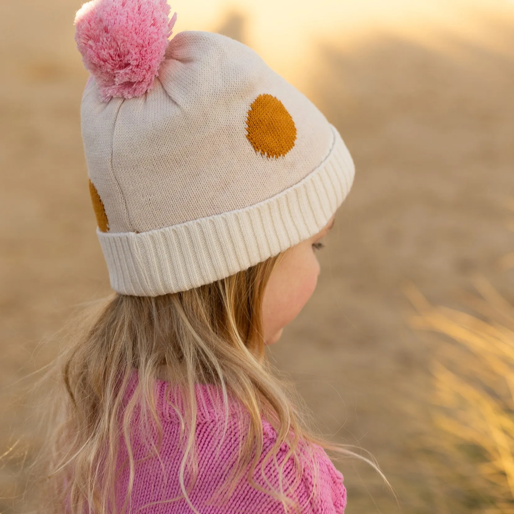 Acorn Kids: Spots Merino Beanie Pink