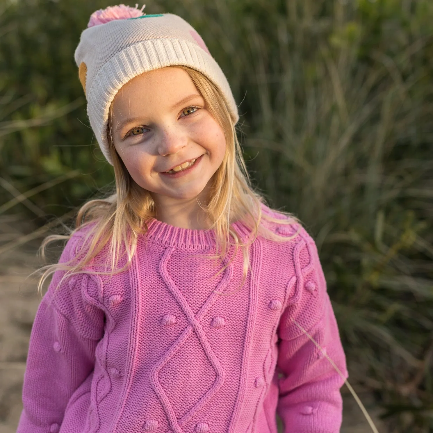 Acorn Kids: Spots Merino Beanie Pink