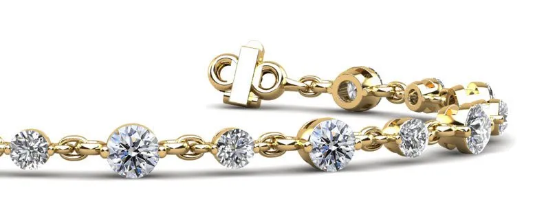 Alternating Diamond And Chain Link Lab-Grown Diamond Bracelet with 4.02 ct.(finished) 3.5mm, 4.2mm