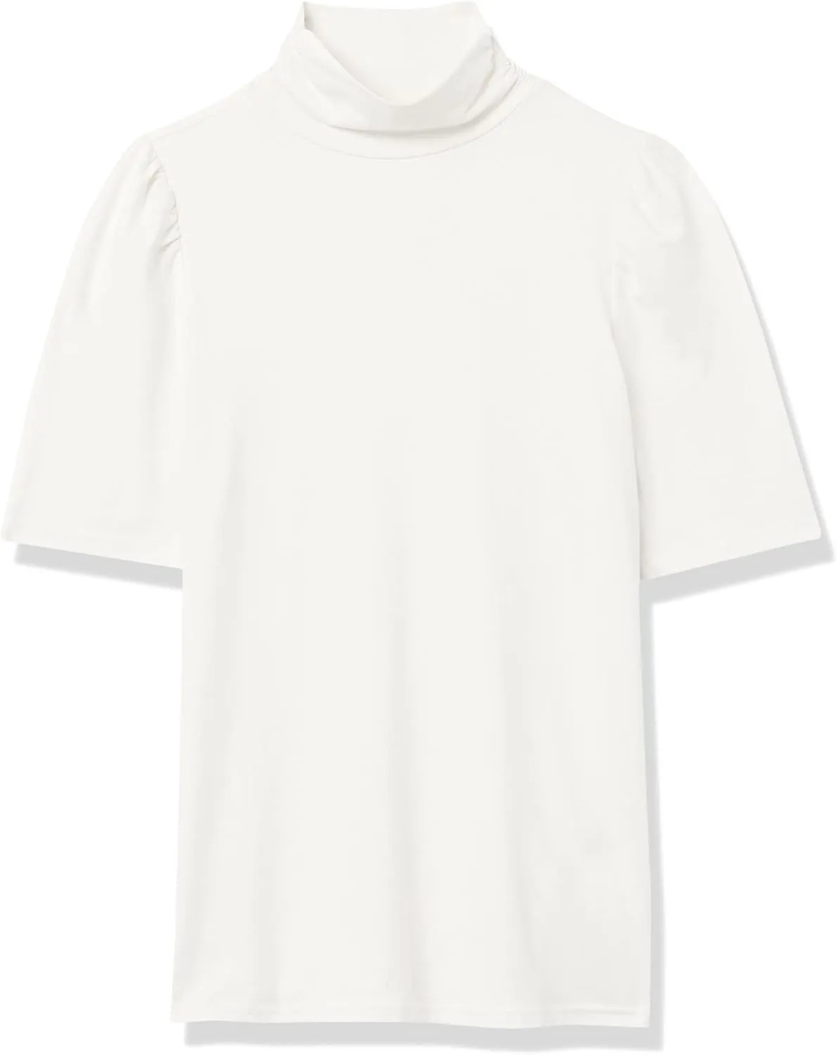 Amazon Essentials Women's Cotton Modal Draped Puff Sleeve Turtleneck