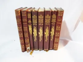 Antique 8 Leather Books LOT Decorative Staging BURGUNDY RED MAROON Home Design Color Therapy