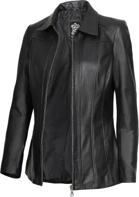 Blingsoul Leather Car Coats for Womens - Black Brown Real Long Leather Jacket Women