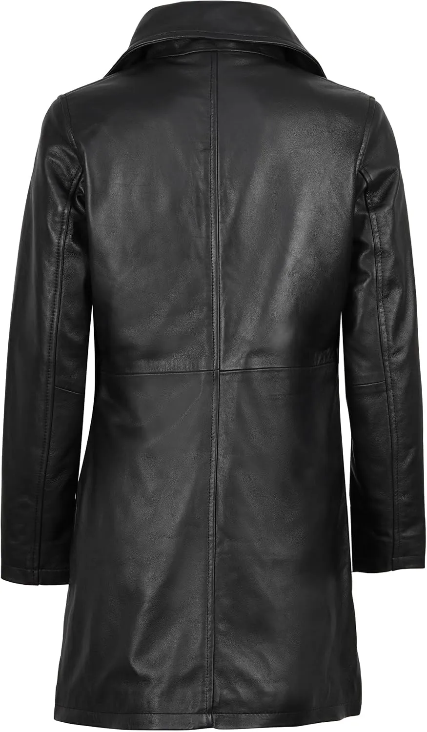 Blingsoul Leather Car Coats for Womens - Black Brown Real Long Leather Jacket Women