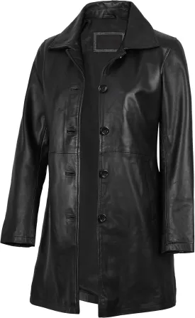 Blingsoul Leather Car Coats for Womens - Black Brown Real Long Leather Jacket Women