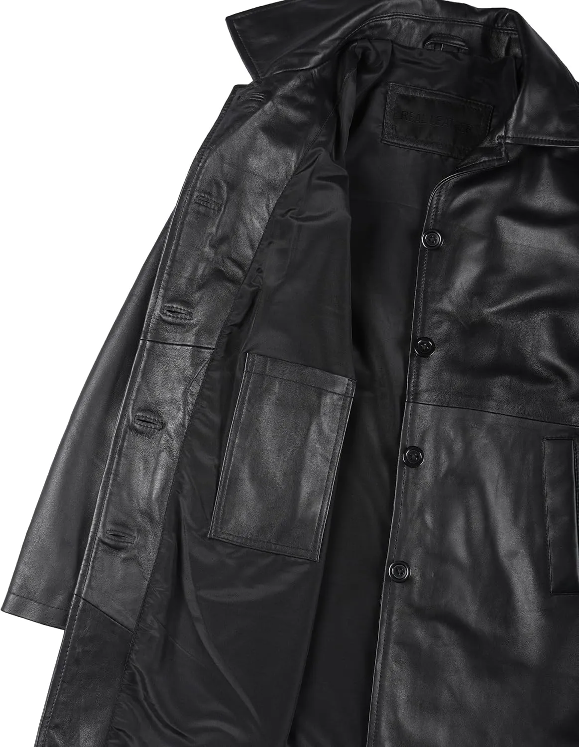 Blingsoul Leather Car Coats for Womens - Black Brown Real Long Leather Jacket Women