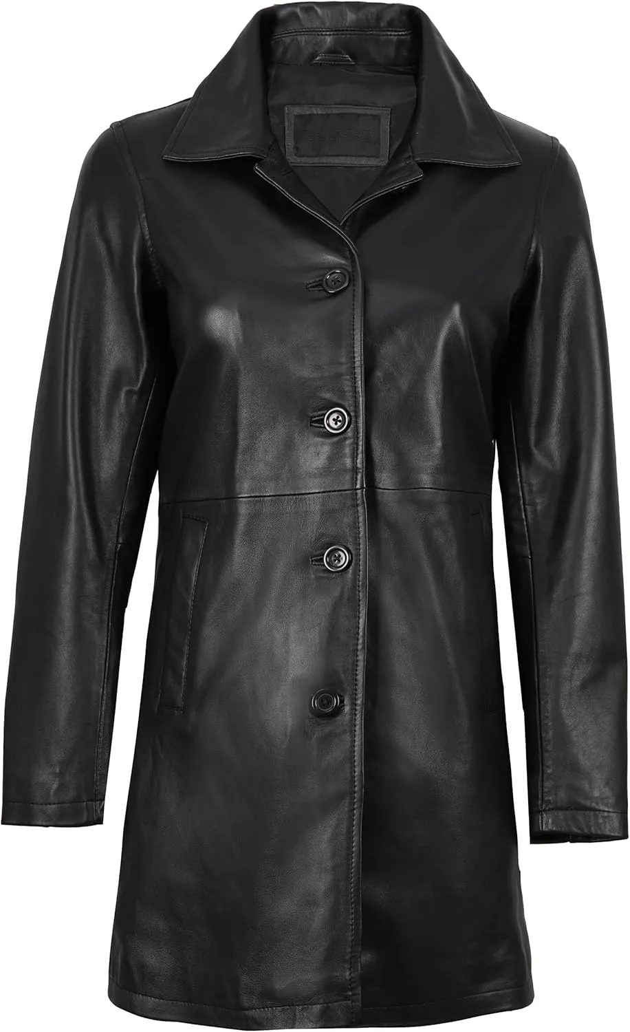 Blingsoul Leather Car Coats for Womens - Black Brown Real Long Leather Jacket Women