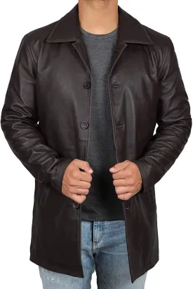 Blingsoul Leather Coats for Men - Vintage Style Long Leather Jacket Men