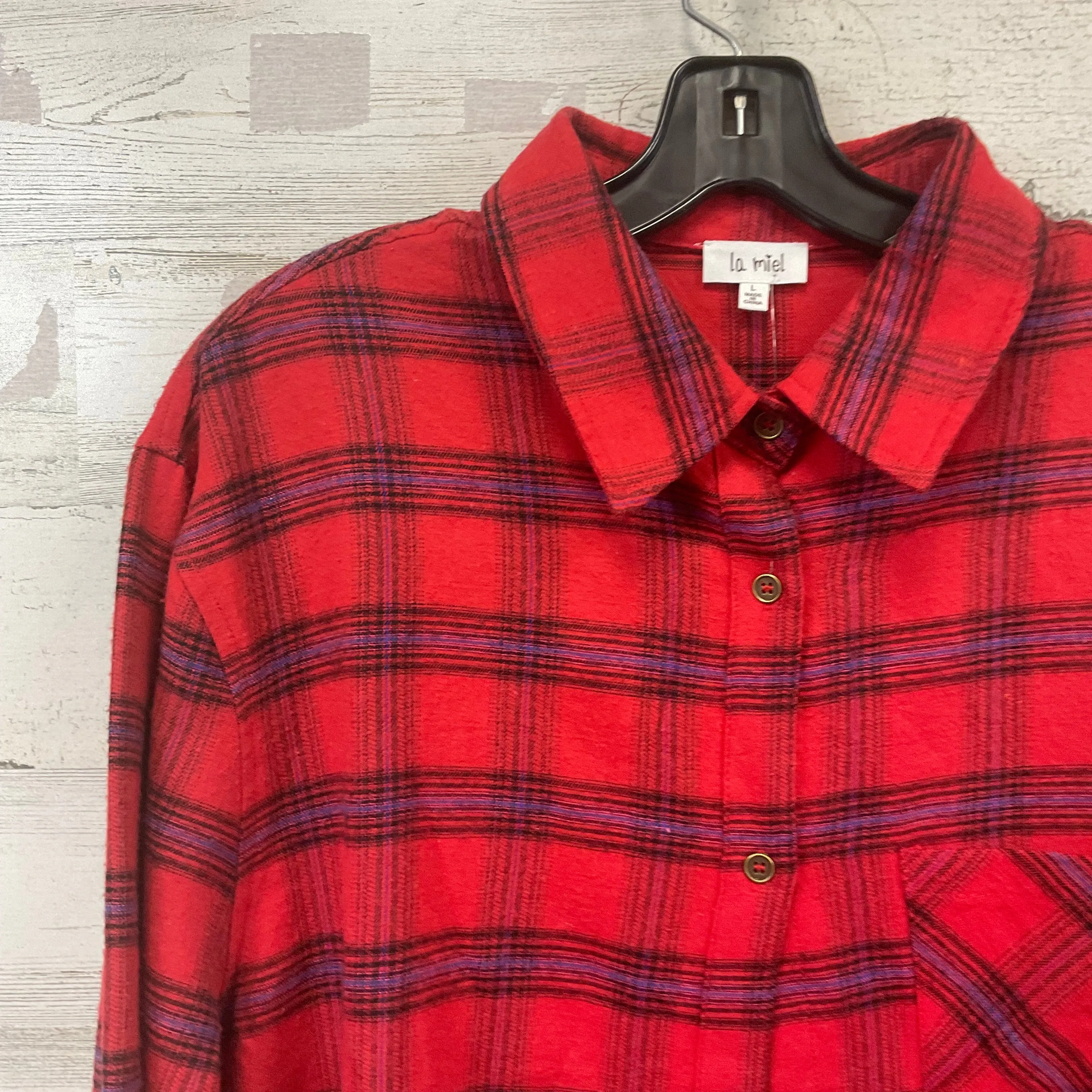 Blouse Long Sleeve By La Miel In Red, Size: L