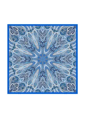 Codello Small Silk Paisley Scarf Blue Hues