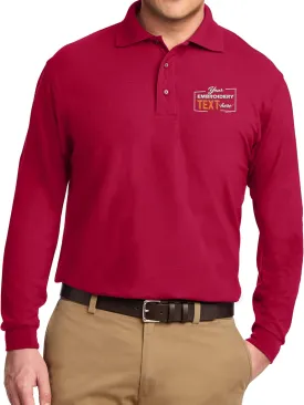 Custom Embroidered Long Sleeve Polo Shirts for Men Personalized Embroidery Text