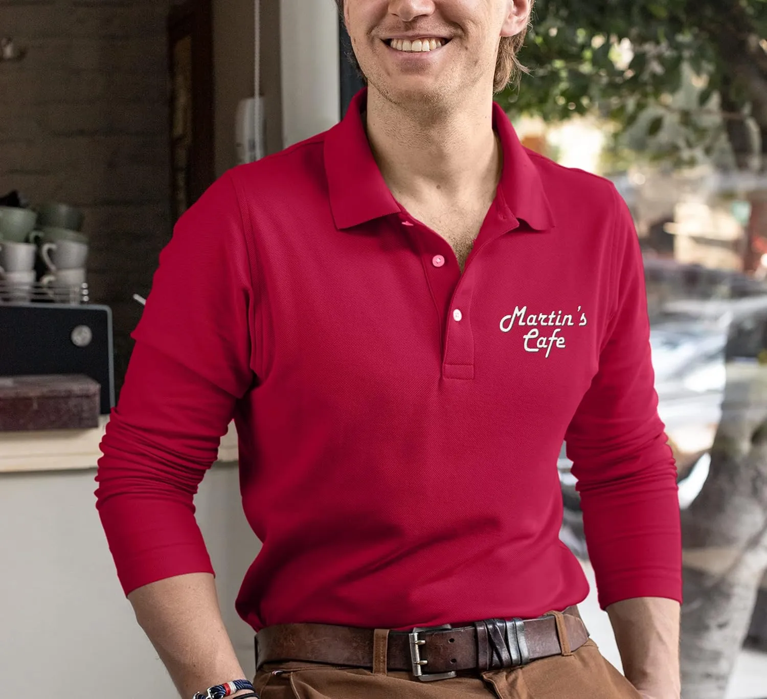 Custom Embroidered Long Sleeve Polo Shirts for Men Personalized Embroidery Text