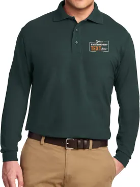 Custom Embroidered Long Sleeve Polo Shirts for Men Personalized Embroidery Text