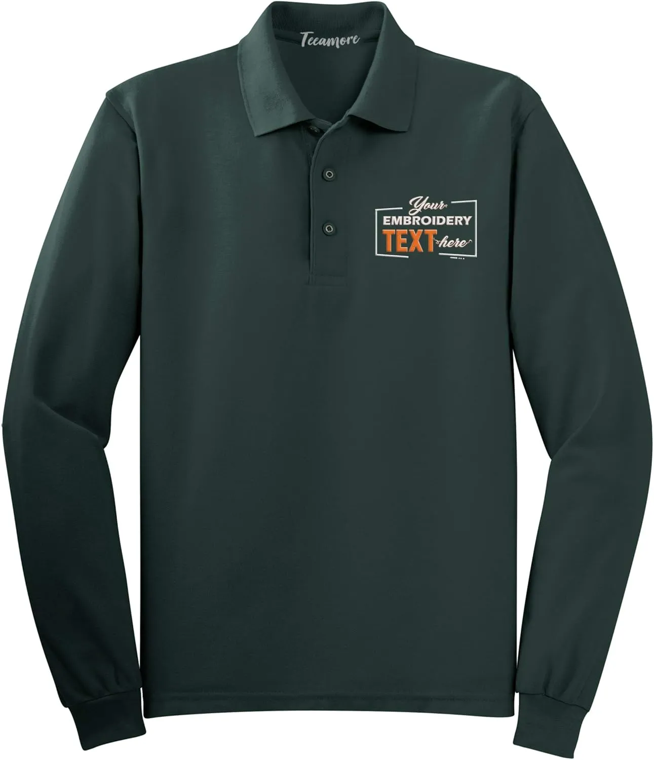 Custom Embroidered Long Sleeve Polo Shirts for Men Personalized Embroidery Text