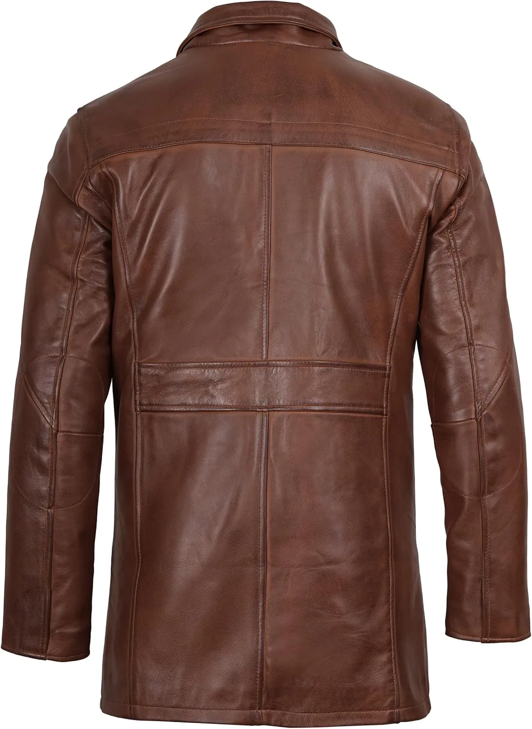 Decrum Mens Leather Coat - Car Coat Style Real Lambskin Leather Jackets for Men