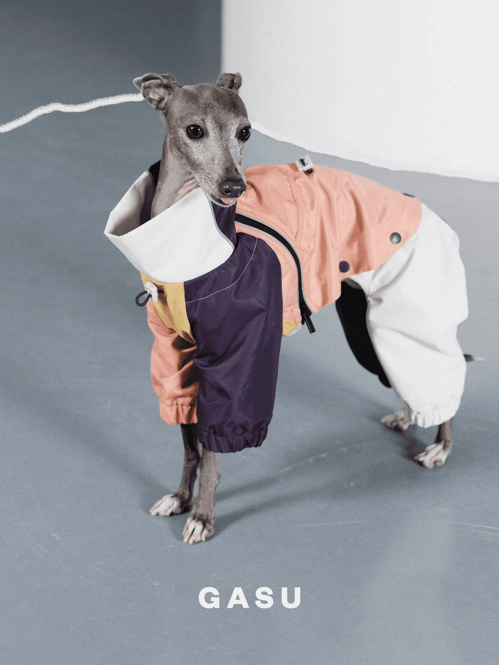Detachable 4-Leg Dog Raincoat | Peach Khaki