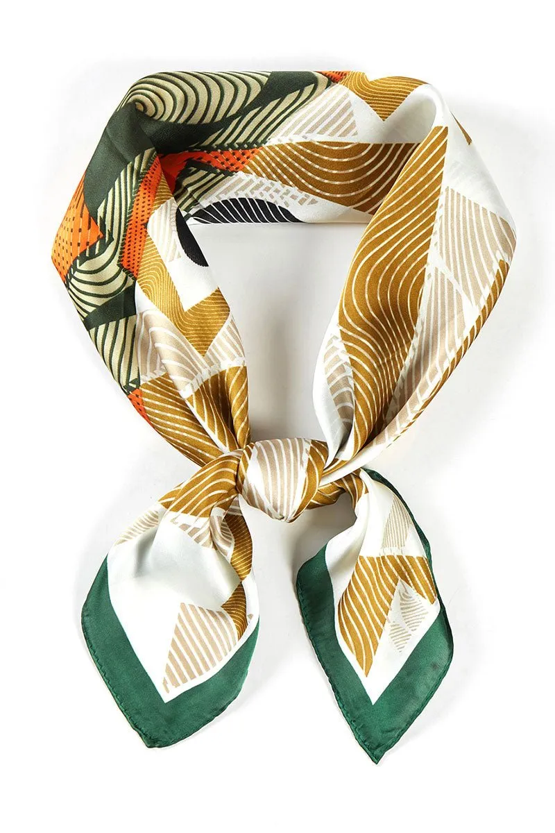 Dizzying Heights Olive  Square Satin Scarf