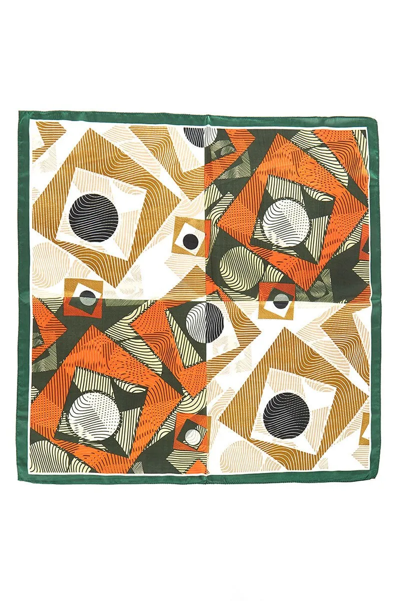 Dizzying Heights Olive  Square Satin Scarf