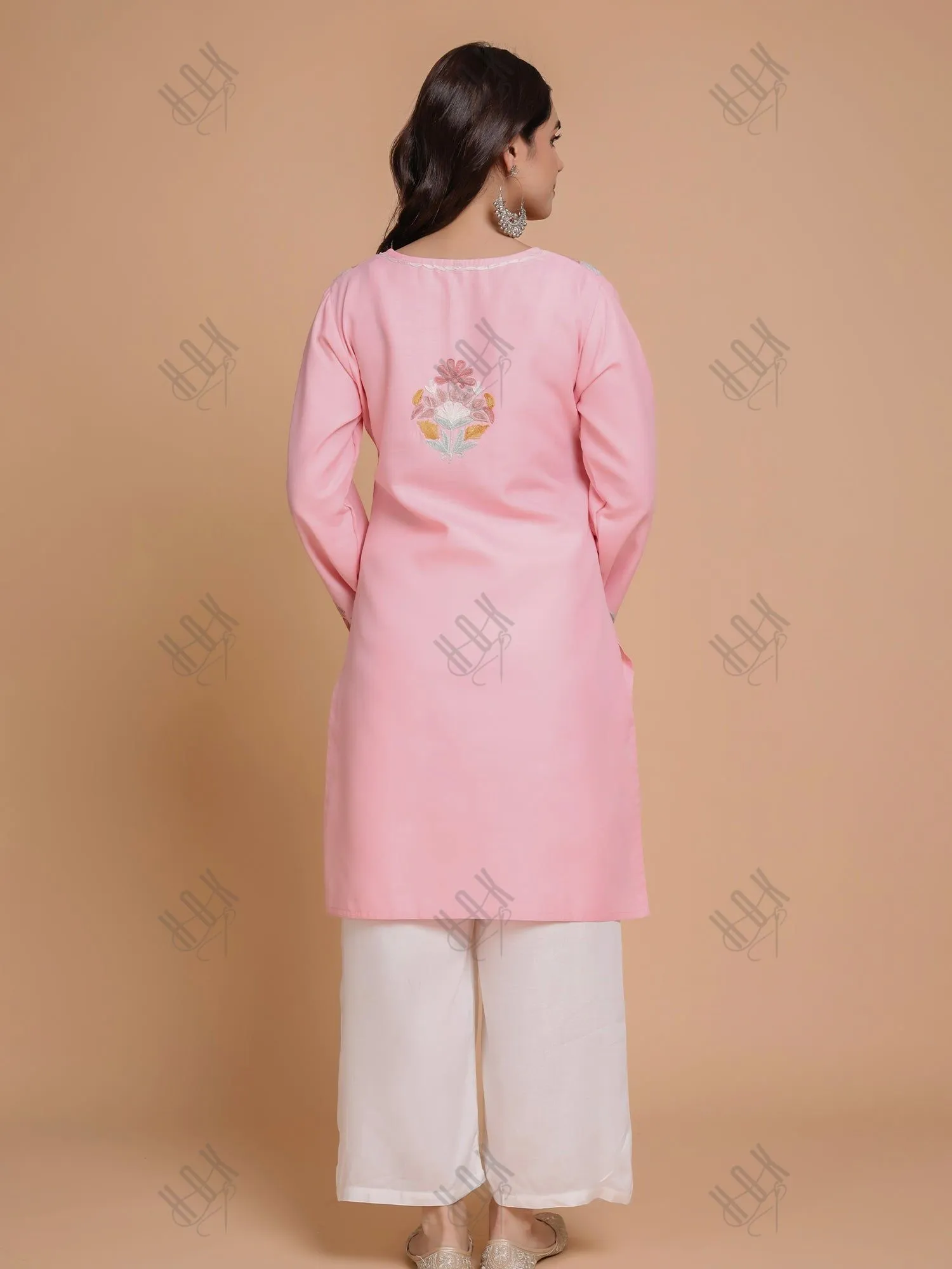 Falak Kashmiri Long Kurta - Pink