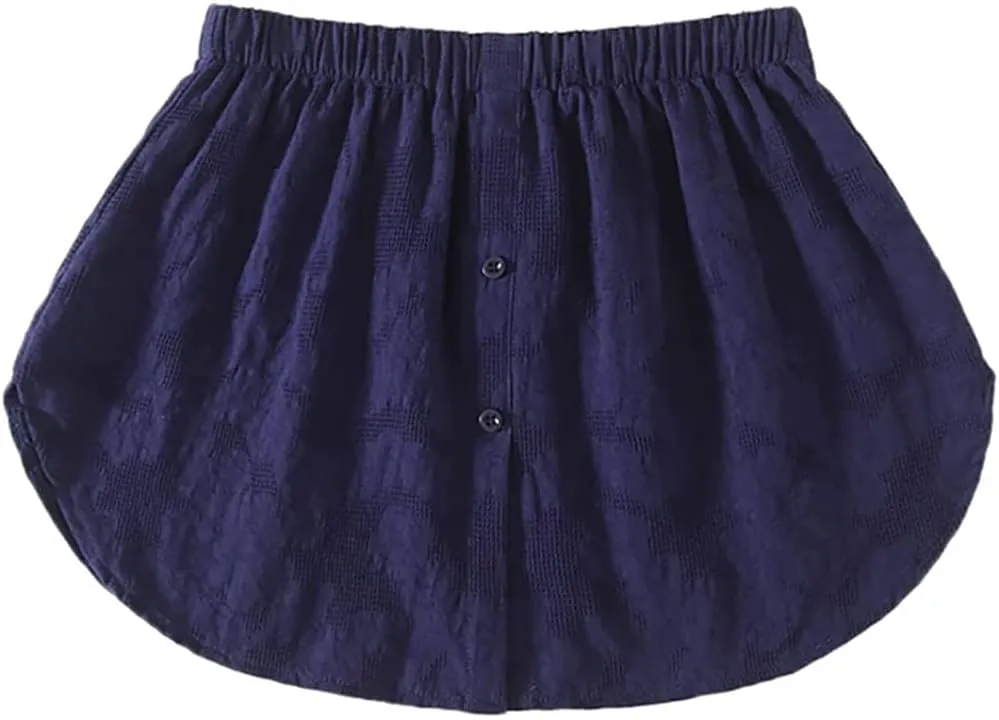Half Slips Cotton Shirt Extender Adjustable Layering Fake Top Lower Sweep Skirt Half-Length Mini Skirt Hemline Blue,Navy