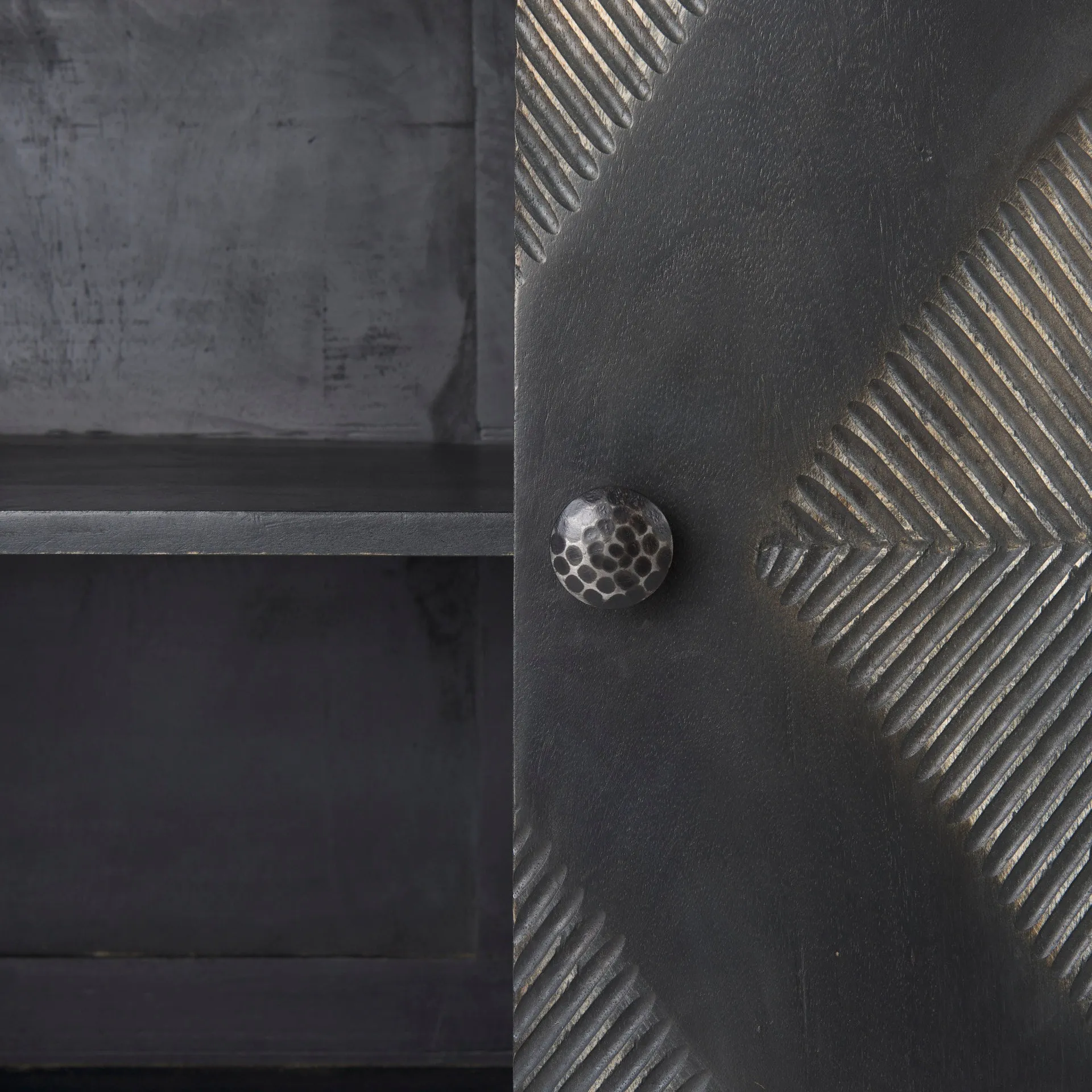 Hogarth Sideboard Dark Brown & Black Wood | Silver Metal