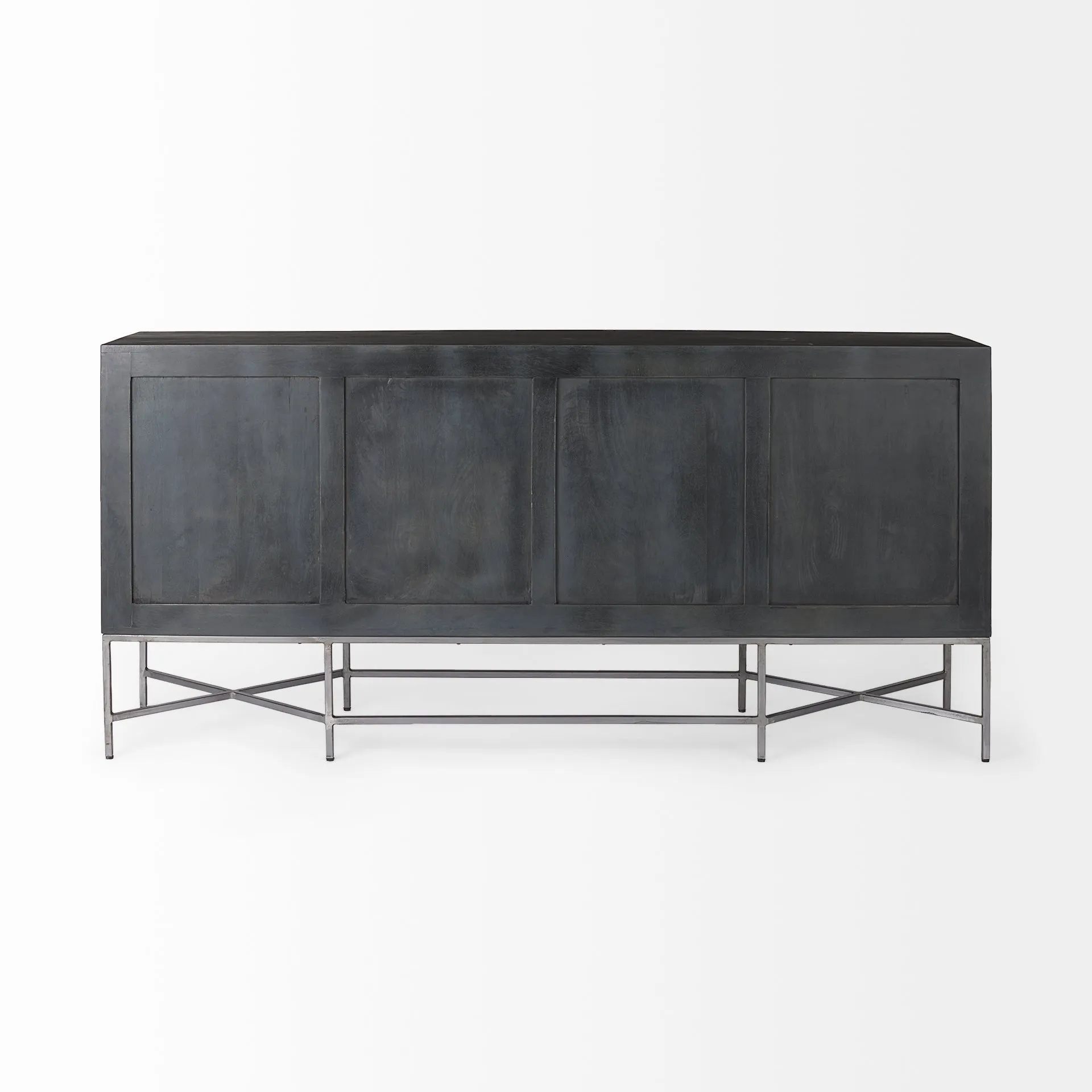 Hogarth Sideboard Dark Brown & Black Wood | Silver Metal