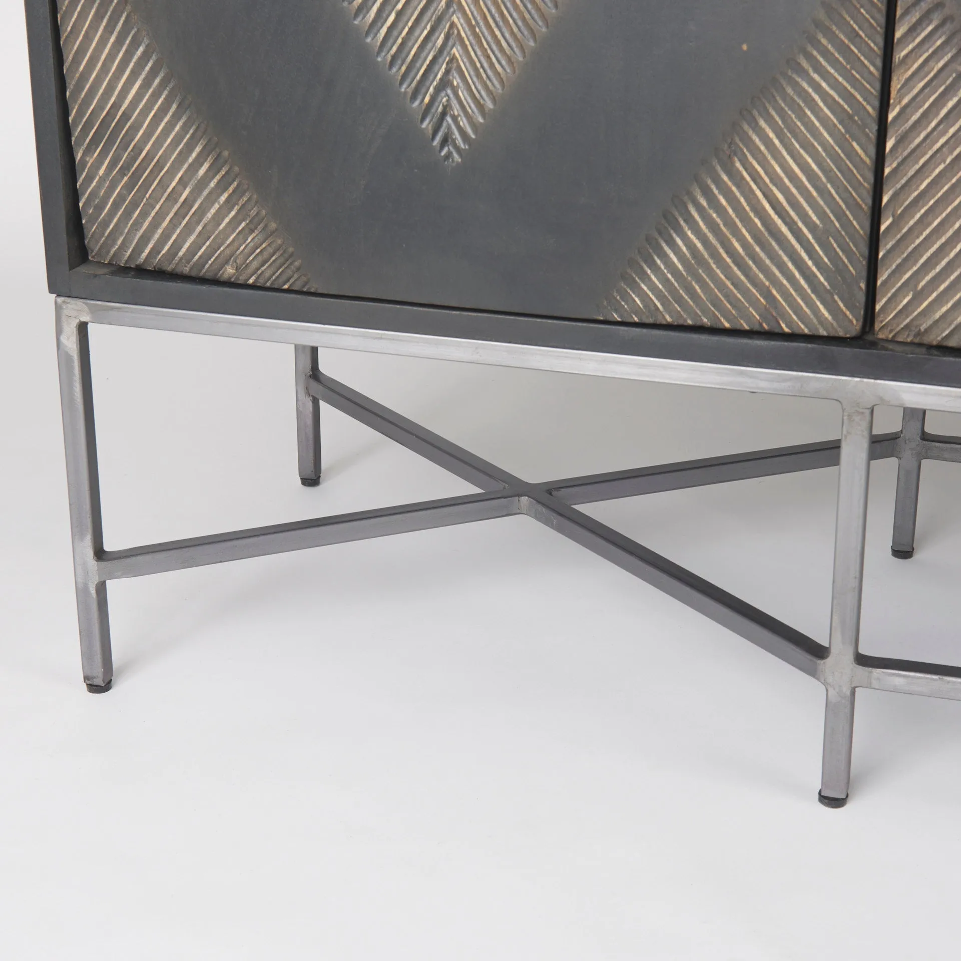 Hogarth Sideboard Dark Brown & Black Wood | Silver Metal