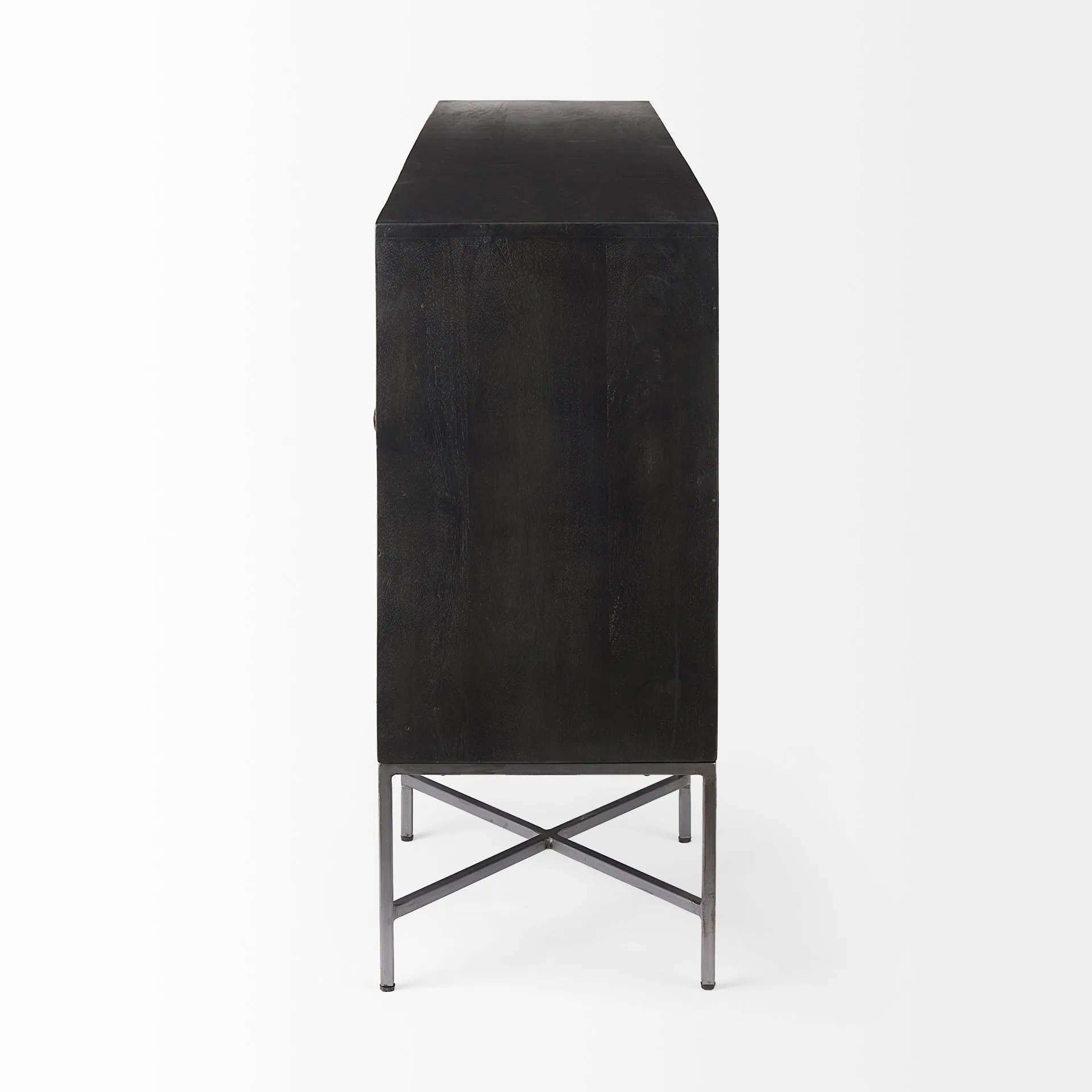 Hogarth Sideboard Dark Brown & Black Wood | Silver Metal