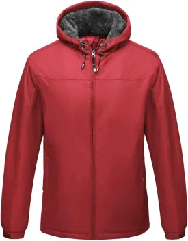 JEShifangjiusu Men's Lightweight Sportswear Jacket Casual Full Zip Windbreaker Jackets Warm Winter Padded Coats Bomber Jacket, Red, XX-Large