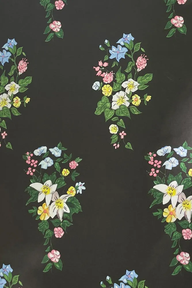 JoJo & Trixie Floral New York Black Wallpaper