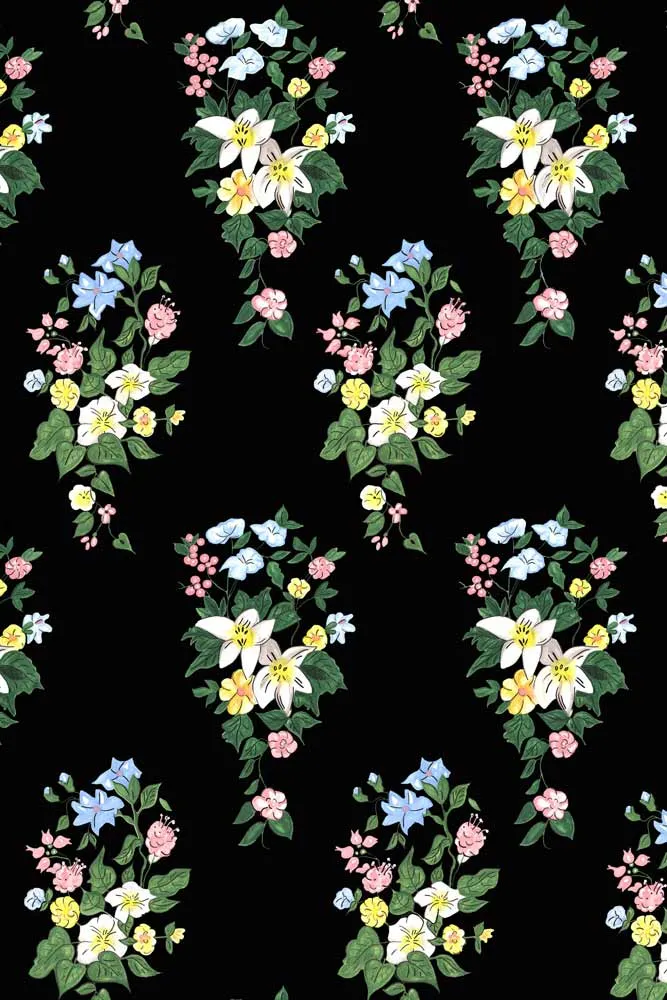 JoJo & Trixie Floral New York Black Wallpaper