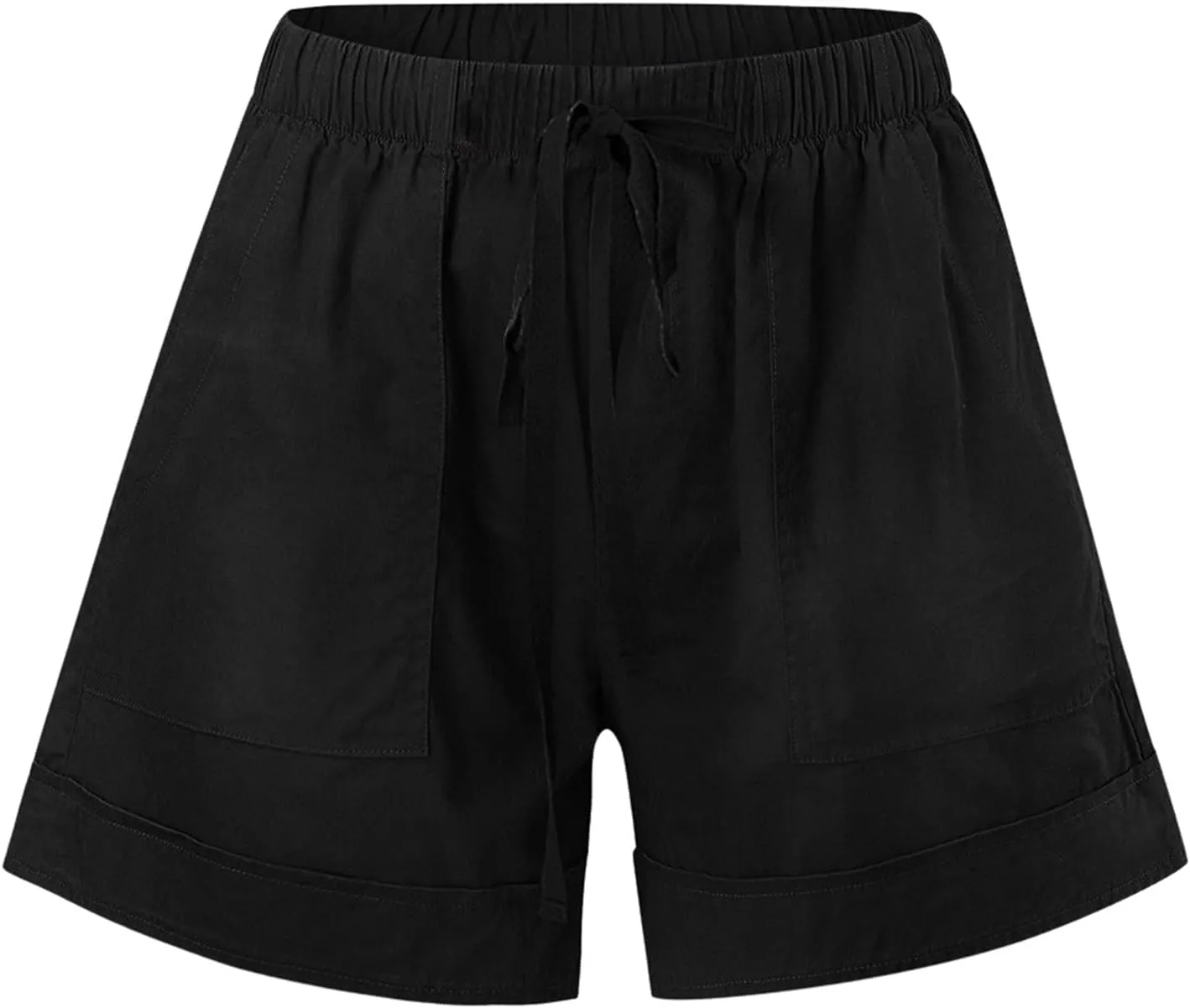 Linen Shorts for Women 2025 Summer Trendy Casual Beach Cotton with Pockets Drawstring Elastic Waist Plus Size Comfy Shorts