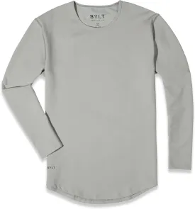 Men's Drop-Cut Long Sleeve  Plain Crewneck Shirt for Men  Soft Polyester, Cotton, Spandex Blend  Wrinkle Resistant