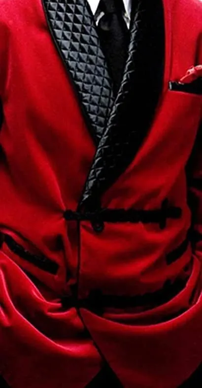 Men's Smoking Jacket & Robes Quilted Jacket Red Velvet Coats Hosting Dinner Party Wear Blazer