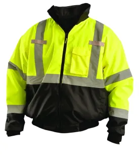 OccuNomix LUX-ETJBJR-BY5X Classic Three-Way Black Bottom Bomber Jacket, Class 3, ANSI Polyester, 5X-Large, Yellow