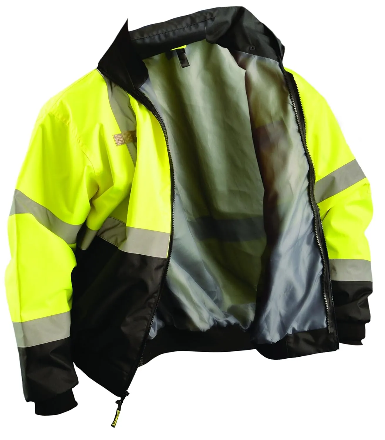 OccuNomix LUX-ETJBJR-BY5X Classic Three-Way Black Bottom Bomber Jacket, Class 3, ANSI Polyester, 5X-Large, Yellow