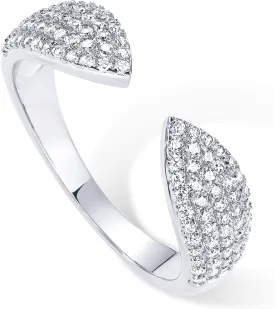 PAVOI 14K Gold Plated Cuff Statement Ring for Women | Cubic Zirconia Eternity Bands | Open Stackable Rings for Women