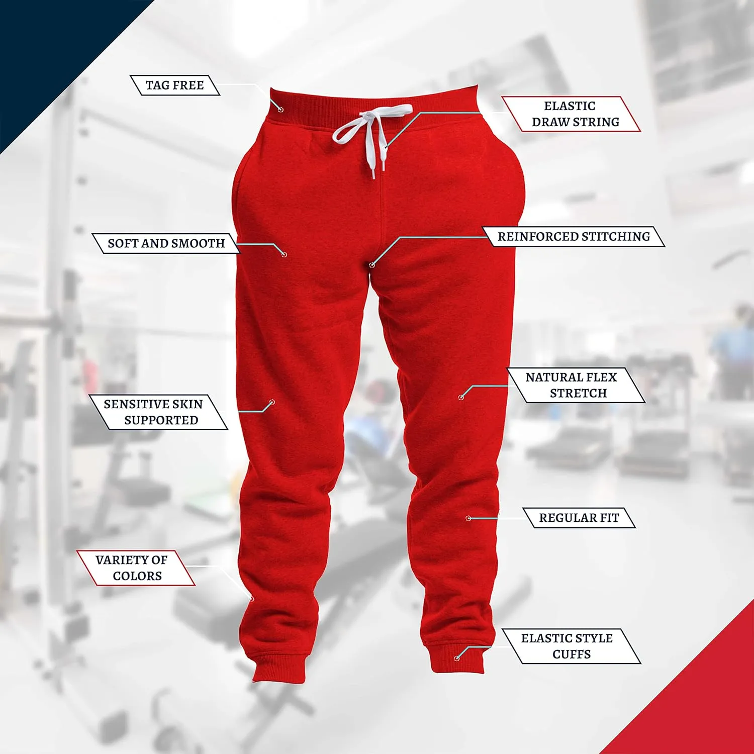 Premium Wear Mens Jogger Sweatpants - Lightweight, Super Soft, 100% Polyester | Elastic Drawstring, Deep Pockets, Tag-Free