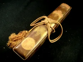 Rare Antique Japanese Edo Era (C1750) Samurai Dagger Box Family Crests Lacquer