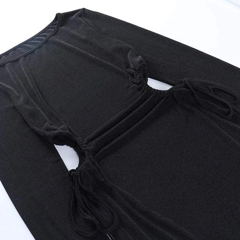 Renata Hollow Out Black Mini Dress