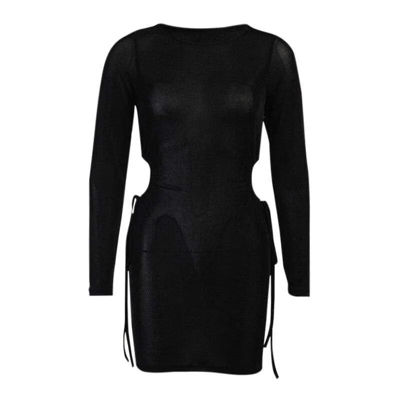 Renata Hollow Out Black Mini Dress