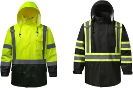 safety jacket, Reflective high Visibility Hooded jacket, Hi-Vis Bomber Jacket with Pockets and Zipper