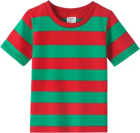 Spring&Gege Boys Short Sleeve Striped Cotton Crew Neck T-Shirt