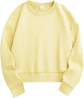 Stelle Cropped Sweatshirts for Women Cotton Long Sleeve Crop Tops Crewneck Pullover Oversized Sweater