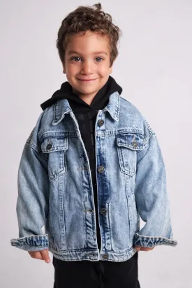 Unisex Blue Long-Sleeved Jean Jacket