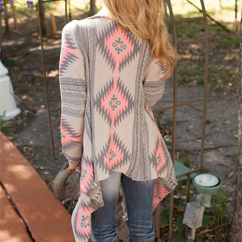 VenusFox Women Aztec printed long sleeved casual Cardigans