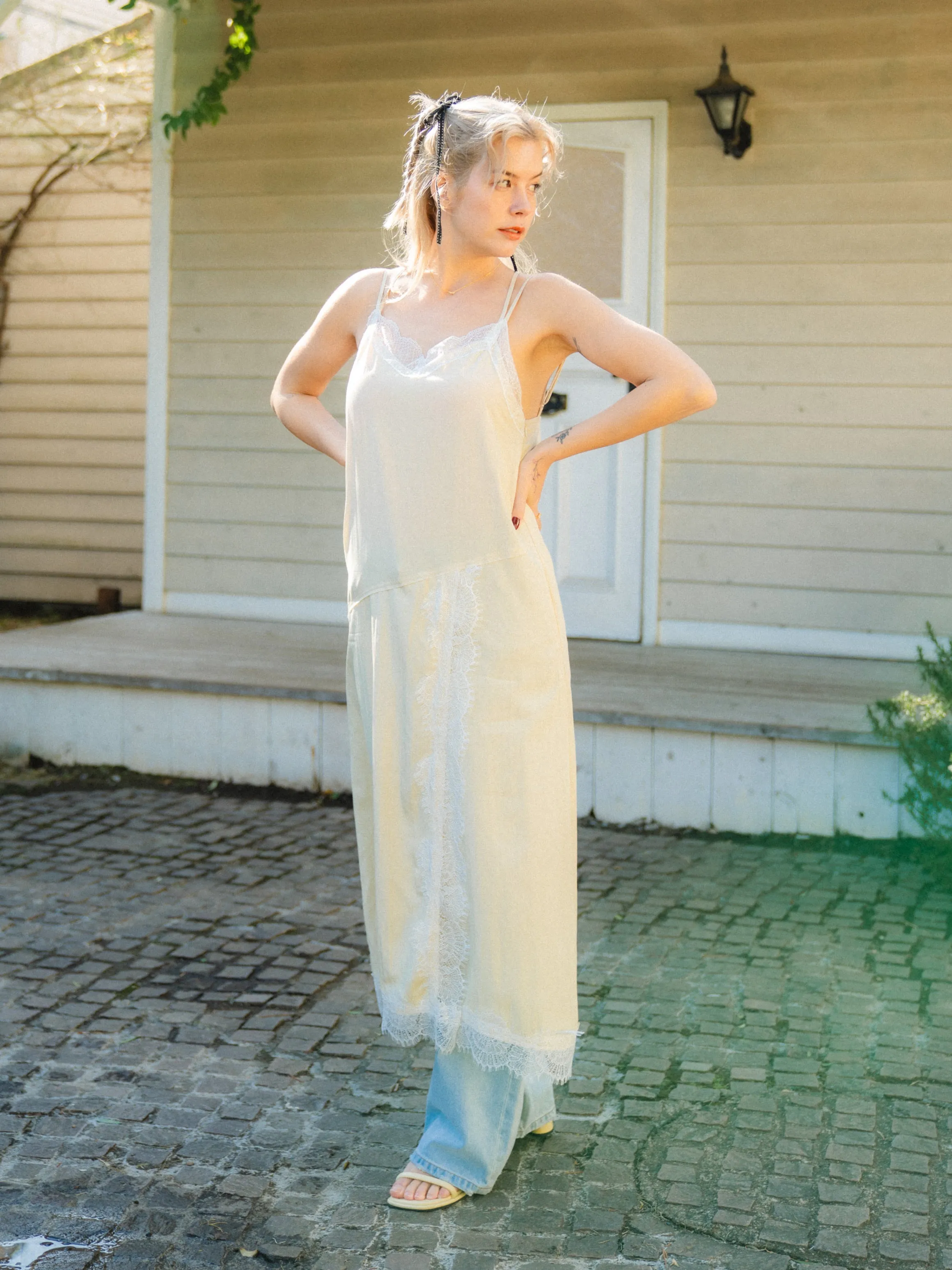 Vintage Lace Design Long Dress
