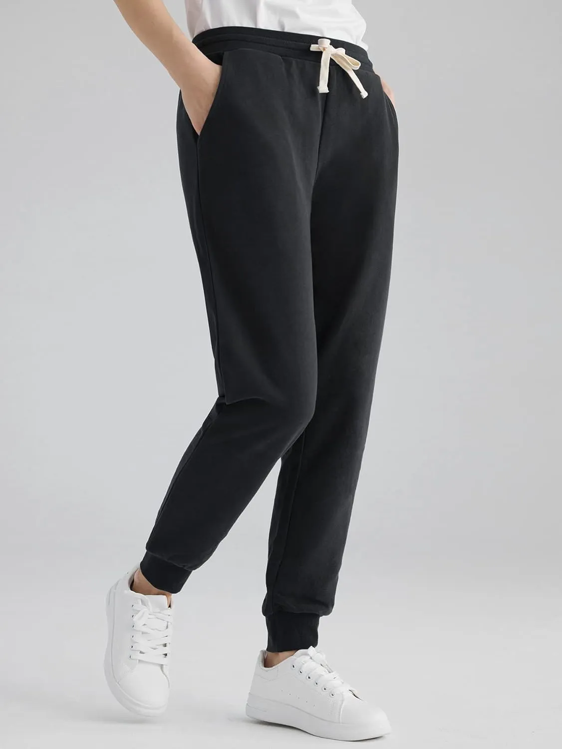 Weintee Women's Petite Joggers Cotton Sweatpants with Pockets
