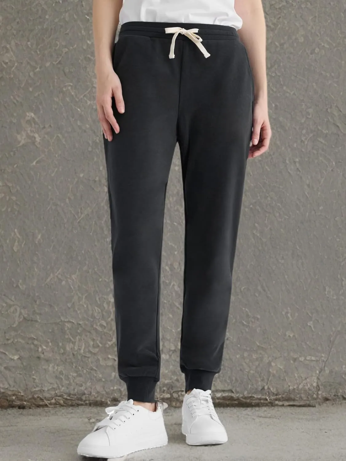 Weintee Women's Petite Joggers Cotton Sweatpants with Pockets