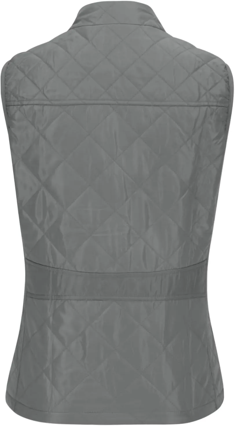 Women's Fall Winter Vest Zip Up Quilted Jackets Sleeveless Winter Coats Stand Collar Athletic Vest for Hiking Running